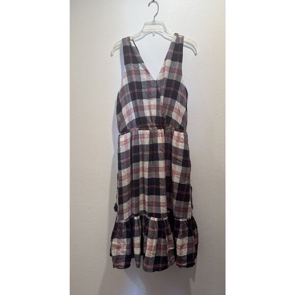 Isabella Sinclair Dickens Plaid Dress Women’s Size Large Anthropologie V Neck - Picture 1 of 7